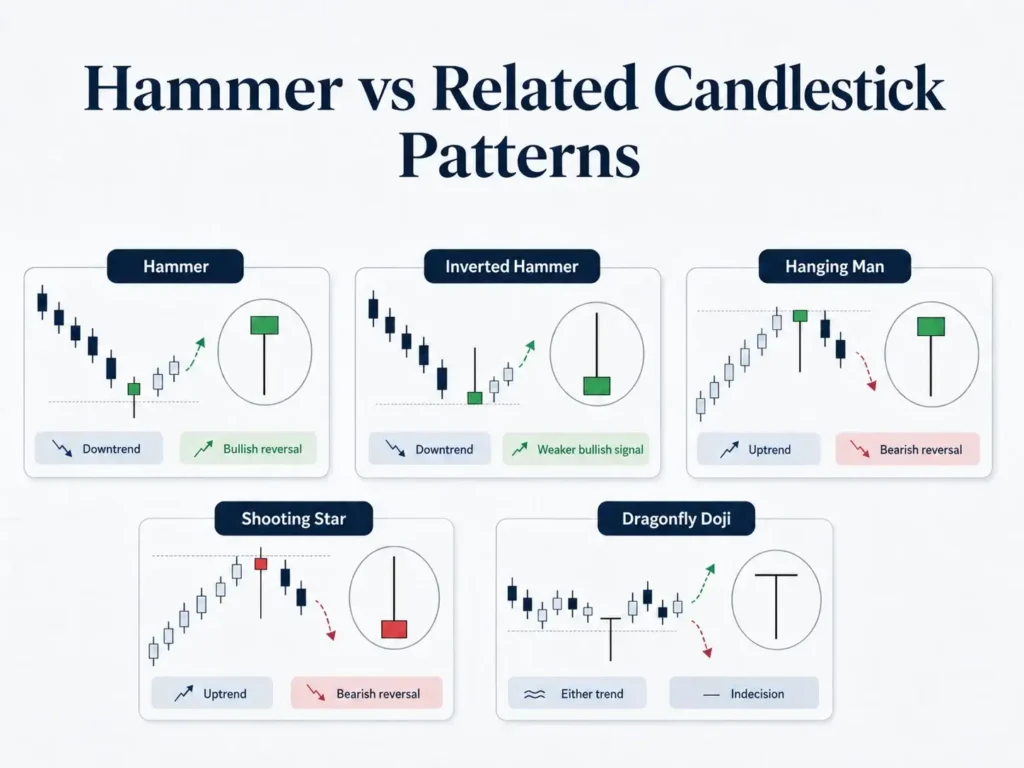 Differences Between Hammer and Related Candlestick Patterns