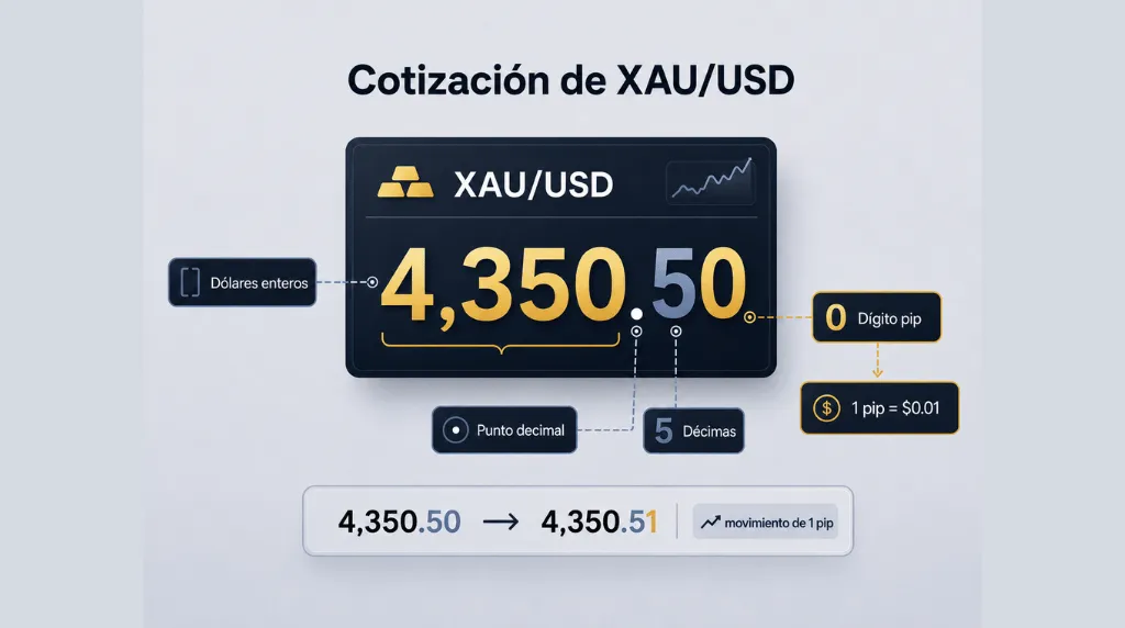 Cotización del precio del XAUUSD Vantage Markets 