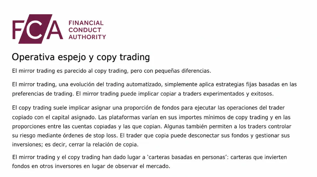 financial conduct authority FCA definition of copy trading