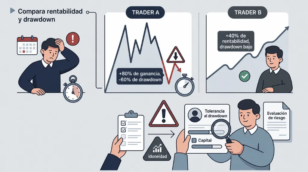 infographic of comparing return with drawdown to improve copy trading results vantage markets