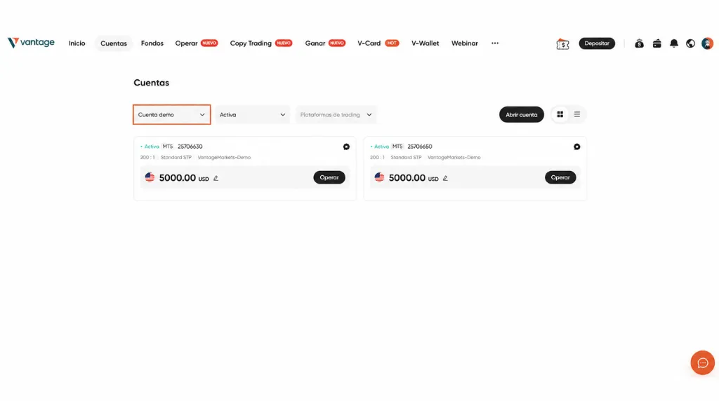 Cómo operar con oro: paso 16. Practica primero el flujo de trabajo en una cuenta demo de Vantage Markets.