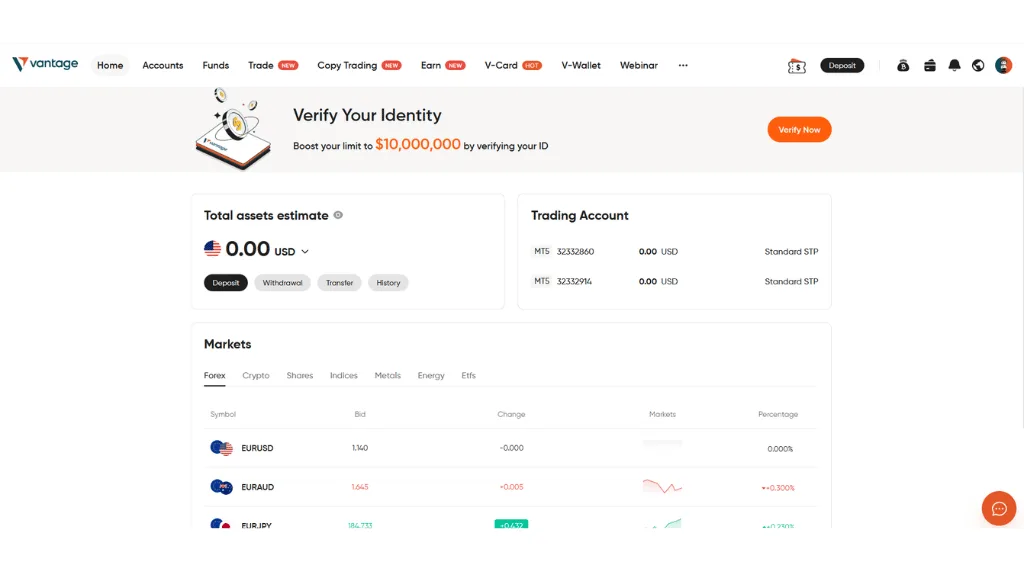 Creating Your MT5 Account with Vantage Markets